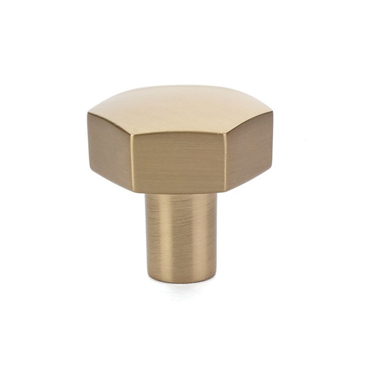 Emtek 1-1/8" Mod Hex Knob, 1-1/4" Projection, US4 Satin Brass