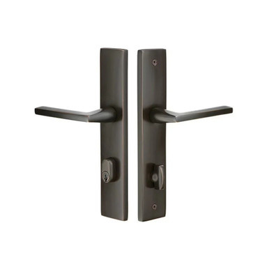 Emtek 12A1 Multi Point Door Lock - Brass Modern Door Configuration 2 Keyed Entry Lever Set with American Cylinder Above Handle - Oil Rubbed Bronze