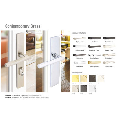 Emtek 12A1 Multi Point Door Lock - Brass Modern Door Configuration 2 Keyed Entry Lever Set with American Cylinder Above Handle - Satin Nickel