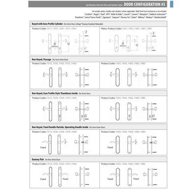 Emtek 15A1 Multi Point Lock Trim (Door Config 5) - Brass Plates, Modern Style (1.5" x 11") - Flat Black