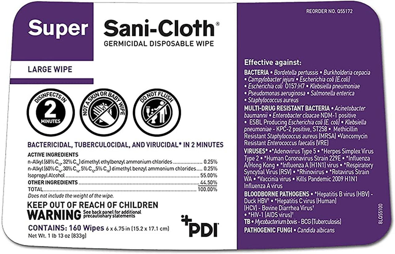 Super Sani-Cloth Surface Disinfectant Wipes - 160 per Canister Super Sani-Cloth Surface Disinfectant Wipes - 160 per Canister