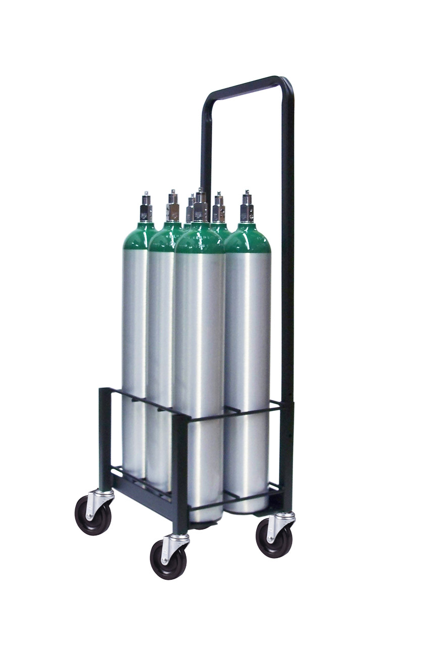 6 Pc Oxygen Cylinder Cart with 4 inch Wheels