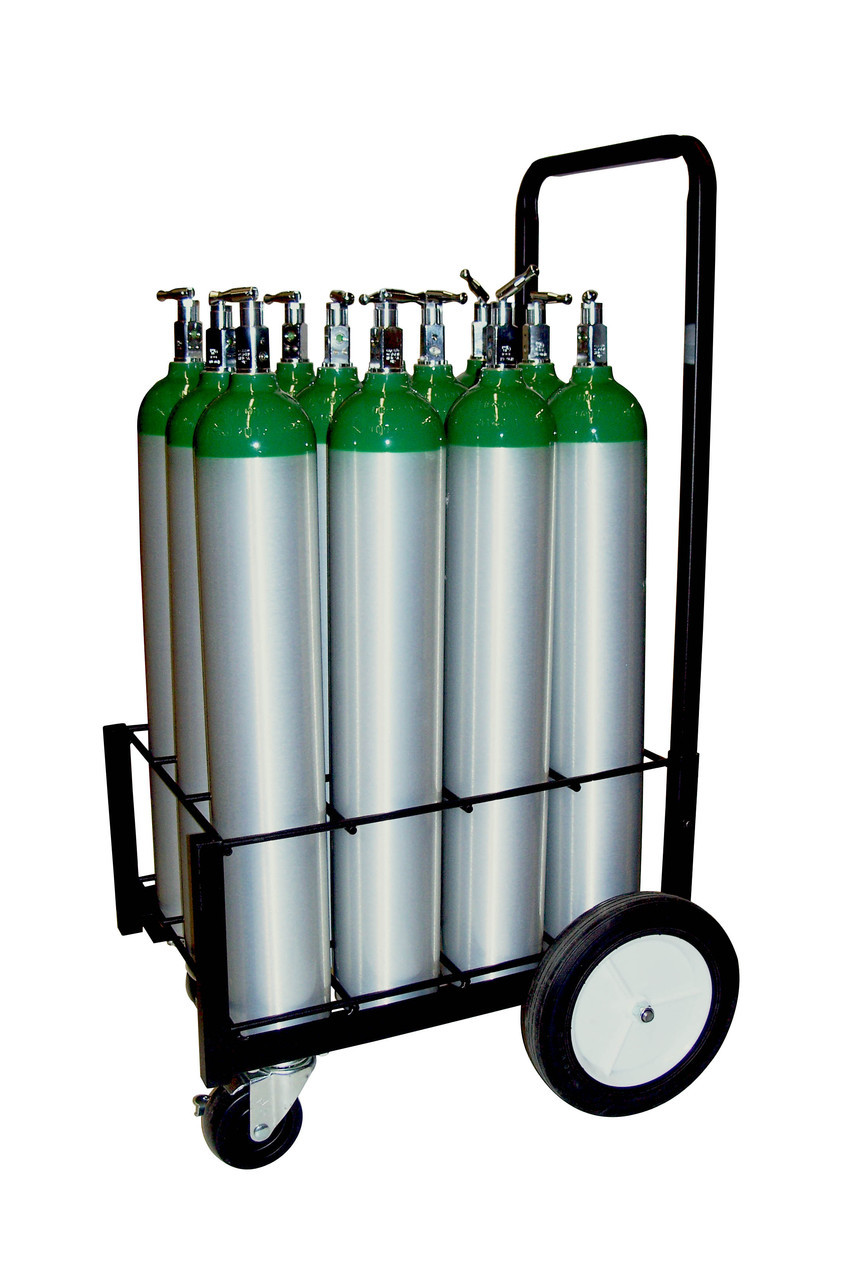 12 Pc Oxygen Cylinder Cart with Large Rear Wheels