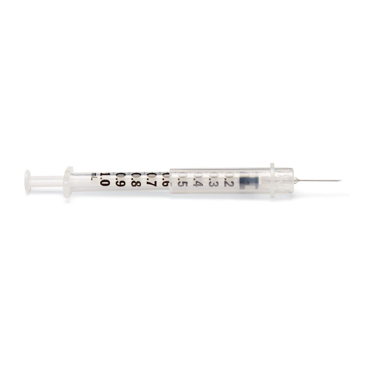 1cc Safety Syringe with Permanently Attached Needle 25ga x 5/8 inch - Each
