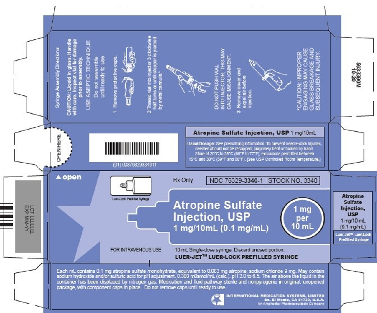 Atropine  Sulfate Inj., 1mg/10ml Luer-Jet Pre-Filled Syringe - Each