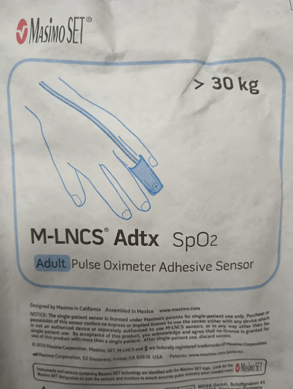Masimo# 2508 M-LNCS Disposable Adult Sensor 18 inch - Each