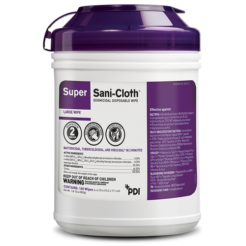 Super Sani-Cloth Surface Disinfectant Wipes - 160 per Canister Super Sani-Cloth Surface Disinfectant Wipes - 160 per Canister