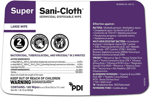 Super Sani-Cloth Surface Disinfectant Wipes - 160 per Canister