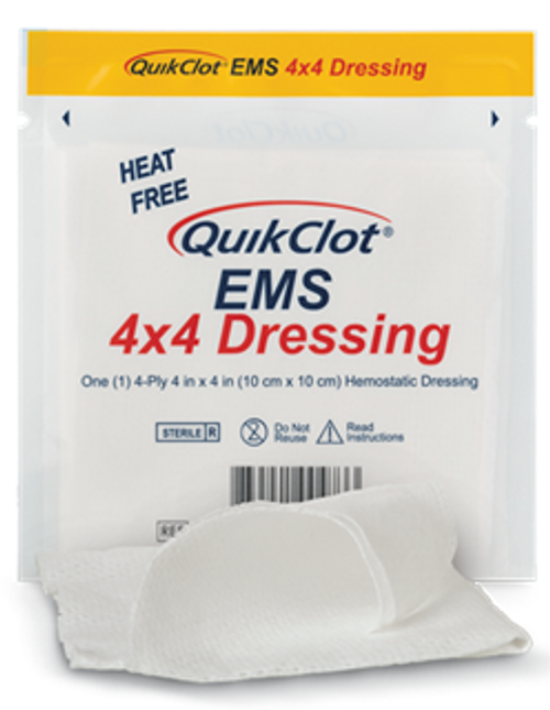 QuikClot ® EMS 4" x 4" Hemostatic Gauze Dressing - 10 per Box QuikClot ® EMS 4" x 4" Hemostatic Gauze Dressing - 10 per Box