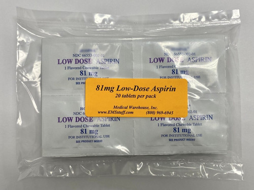 81mg Chewable Aspirin - 20 Tablet per Pack, Unit Dose