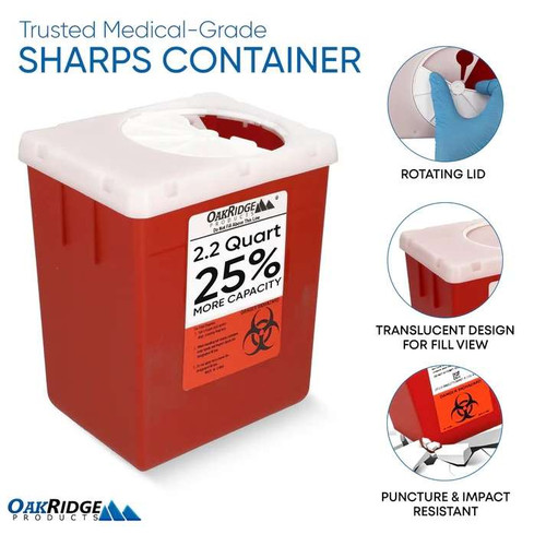 2.2qt Sharps Container with Rotor Lid - Each