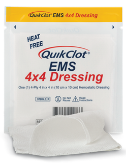 QuikClot  EMS 4" x 4" Hemostatic Gauze Dressing - 10 per Box - Medical  Warehouse