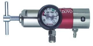 Brass Oxygen Regulator 0-25 Lpm w/Dual 50psi Ports & Inset
