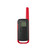 Motorola Talkabout T210 two-way radios in red and black, displaying a backlit LCD screen, front-facing buttons, and external antennae.
