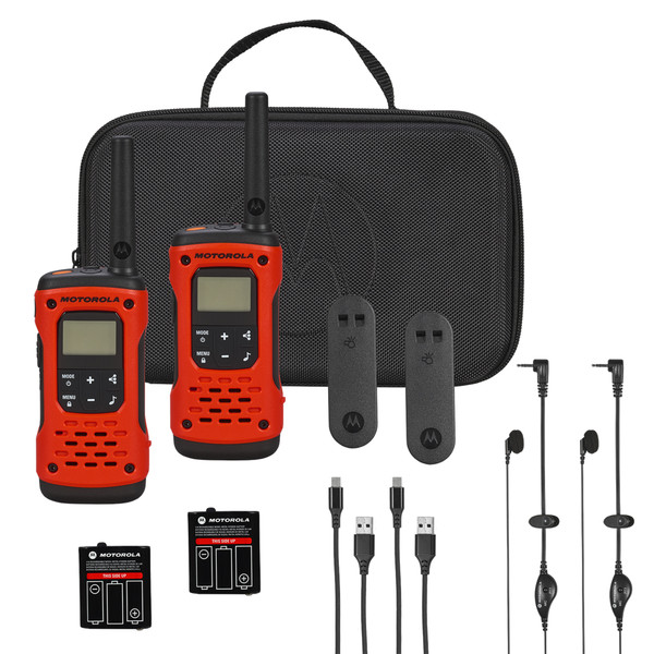 Motorola Solutions T605 35 mi. Waterproof Two-Way Radio Orange 2-Pack w/ Accessories