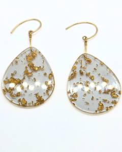 Jiana Deon transparent Teardrop Gold Leaf earrings