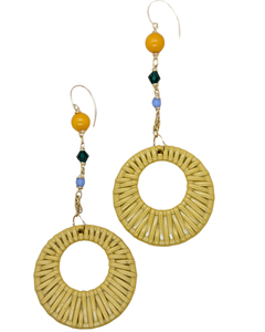 Elegant bohemian Sunburst Dangles with gold tone and multi-colored beads