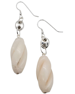 Handcrafted white jade gemstone earrings symbolizing calm and love