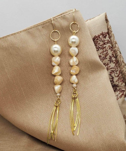 Handmade nugget pearl dangle earrings for women by Jiana Deon