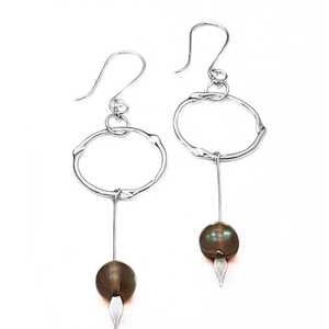 Handcrafted Mystix Drop Earrings featuring twisted branch circle and arrow design