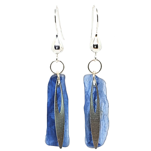Handmade Linna Dangle made with blue Kyanite drop earrings by Jiana Deon