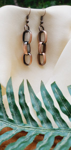 Bold copper chain link earrings — lightweight statement jewelry from Jiana Deon.