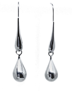 Sterling Silver Teardrop earrings on white background. Handmade by Jiana Deon