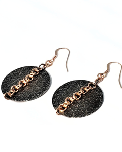 Rose Gold Chain Dangle Earrings by Jiana Deon — modern metallic coin design for elegant style.