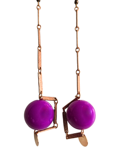 XXII Copper Violet  earrings with elongated copper chain