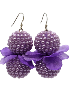 I Petal earrings with lavender clustered bead design