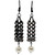 Jiana Deon Ziggy Pearl Drop Earrings with black lattice design and white faux pearl