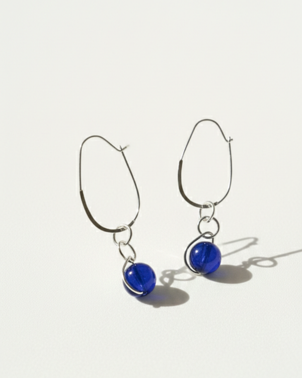 Calm and focus blue tiger eye earrings