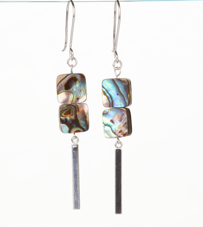 Elegant Paua Shell and sterling silver dangle earrings for women