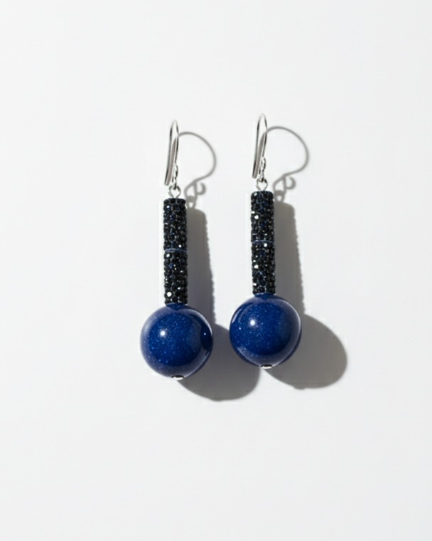 XXI Lapis Dusk earrings with deep blue sphere