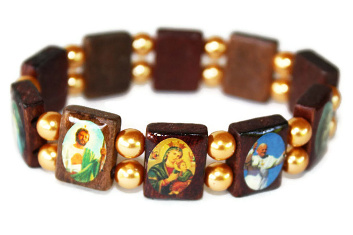 Mexican Catholic Saints Bracelet with Glass Beads My Mercado Mexican