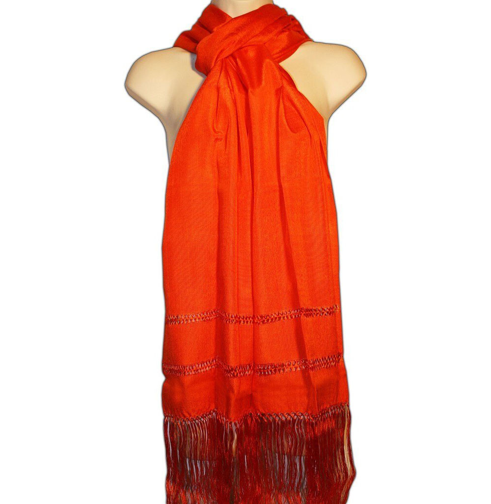 Mexican Rebozo Orange My Mercado Mexican Imports