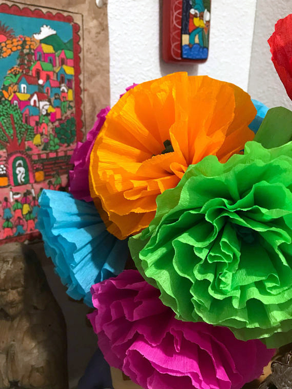 Mexican Crepe Paper Tissue Flowers - Set of 10 - My Mercado Mexican Imports