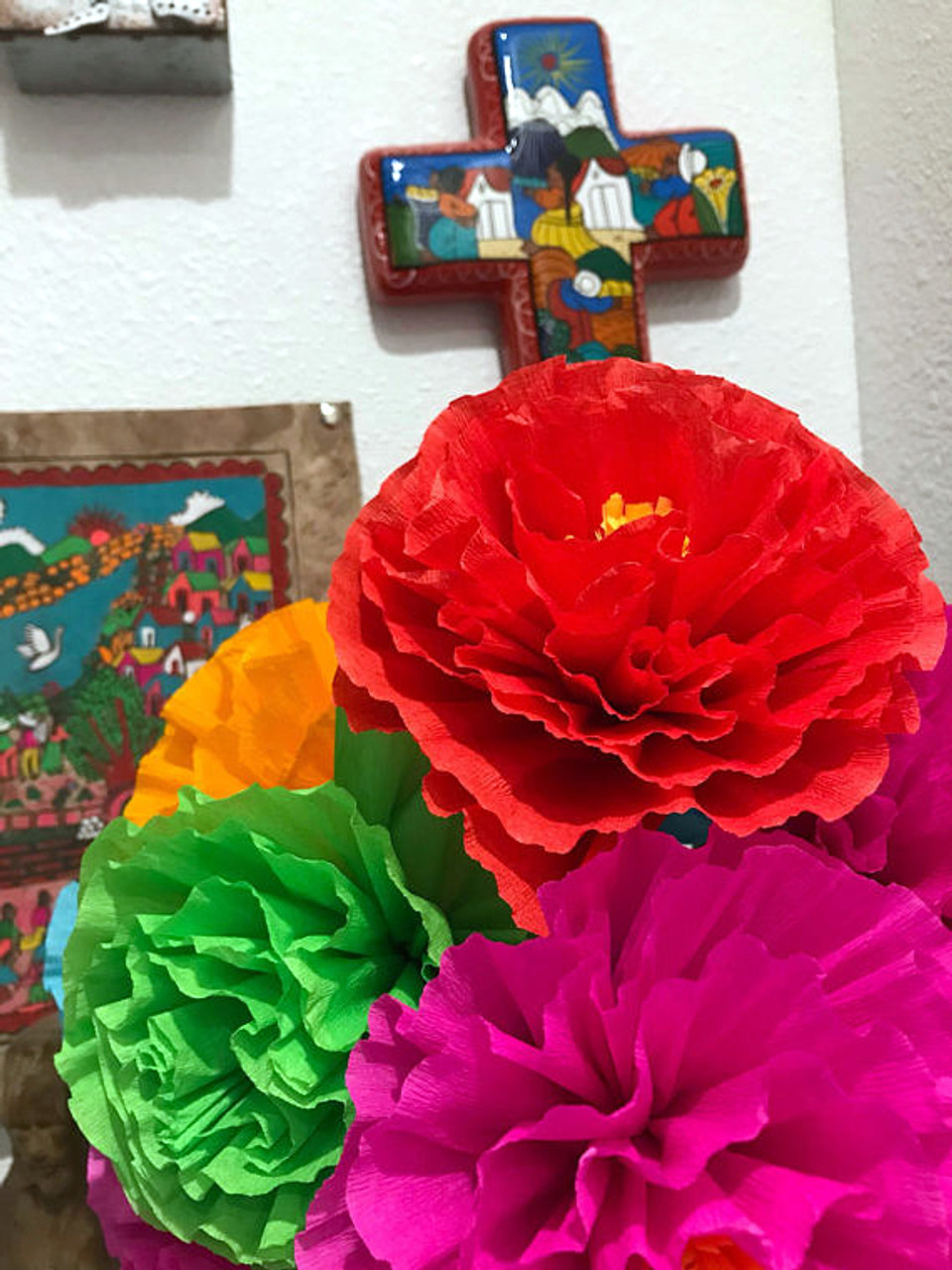 Mexican Crepe Paper Tissue Flowers - Set of 10 - My Mercado Mexican Imports