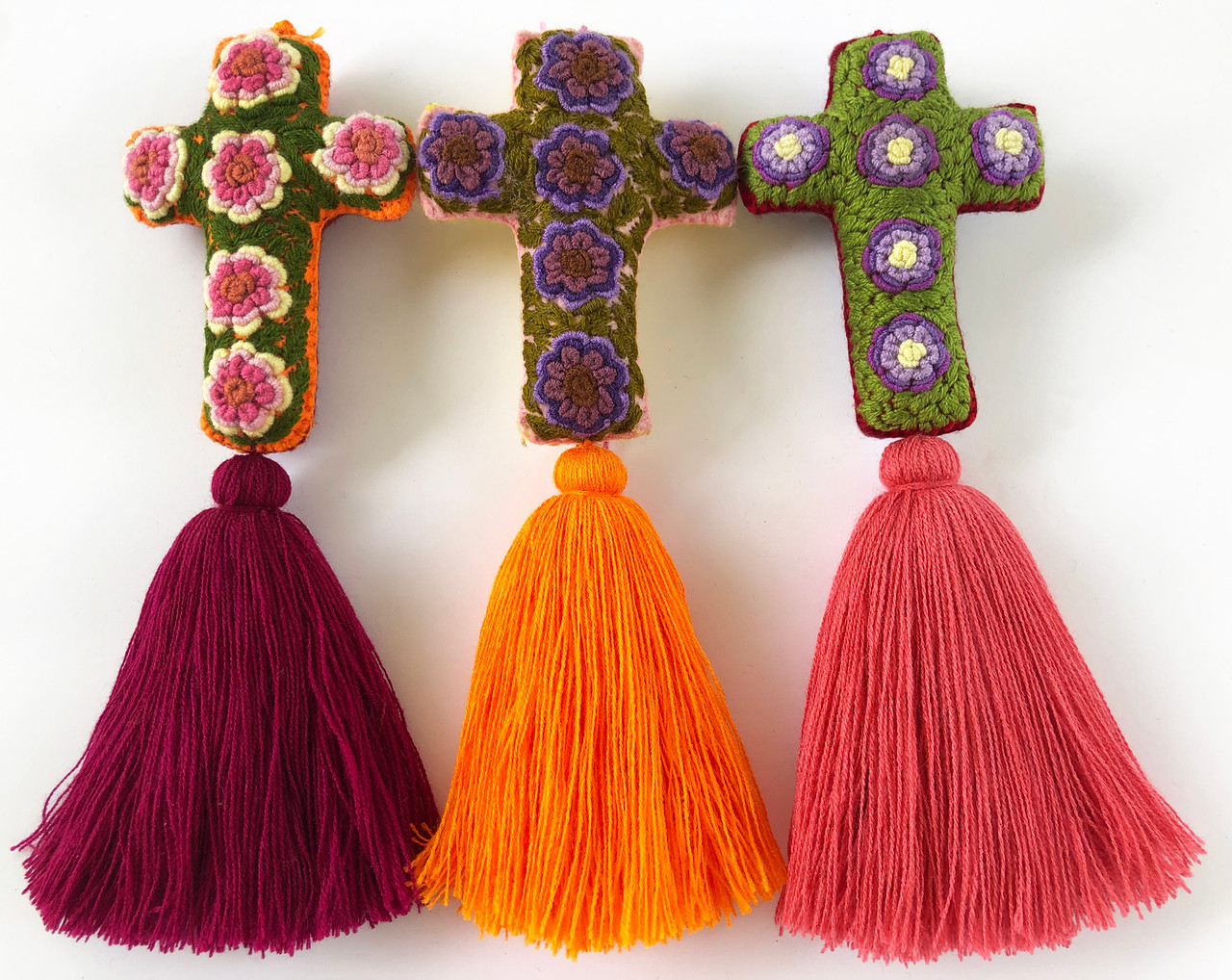 Cross Embroidered Tassel - My Mercado Mexican Imports