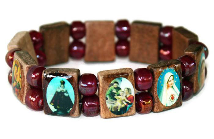 Mexican Catholic Saints Bracelet with Glass Beads My Mercado Mexican