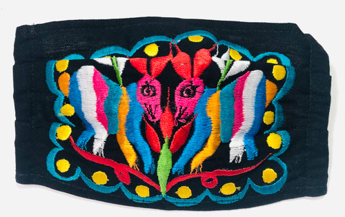 Mexican Embroidered Face Mask Cotton Black