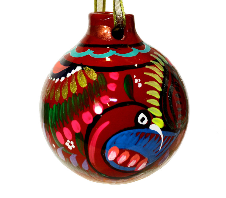 Mexican Talavera Pottery Christmas Ornament Decoration Red My