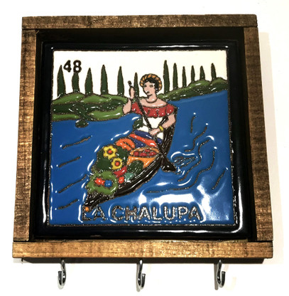 Mexican Fiesta Designs Mexican Key Holder with Metal Hooks and Colorful Talavera Tiles Portallaves de Casa Multi 5 Azulejos Talavera Wall Art Mexican Home Decor 5 Different Mexican Styles