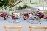 Wedding party with beautiful floral arrangements