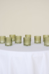 Green Glass Votives (Set of 9)