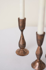 Antique Copper Candlesticks Set of 3