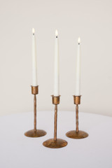 Burnt Copper Candlesticks Set of 3