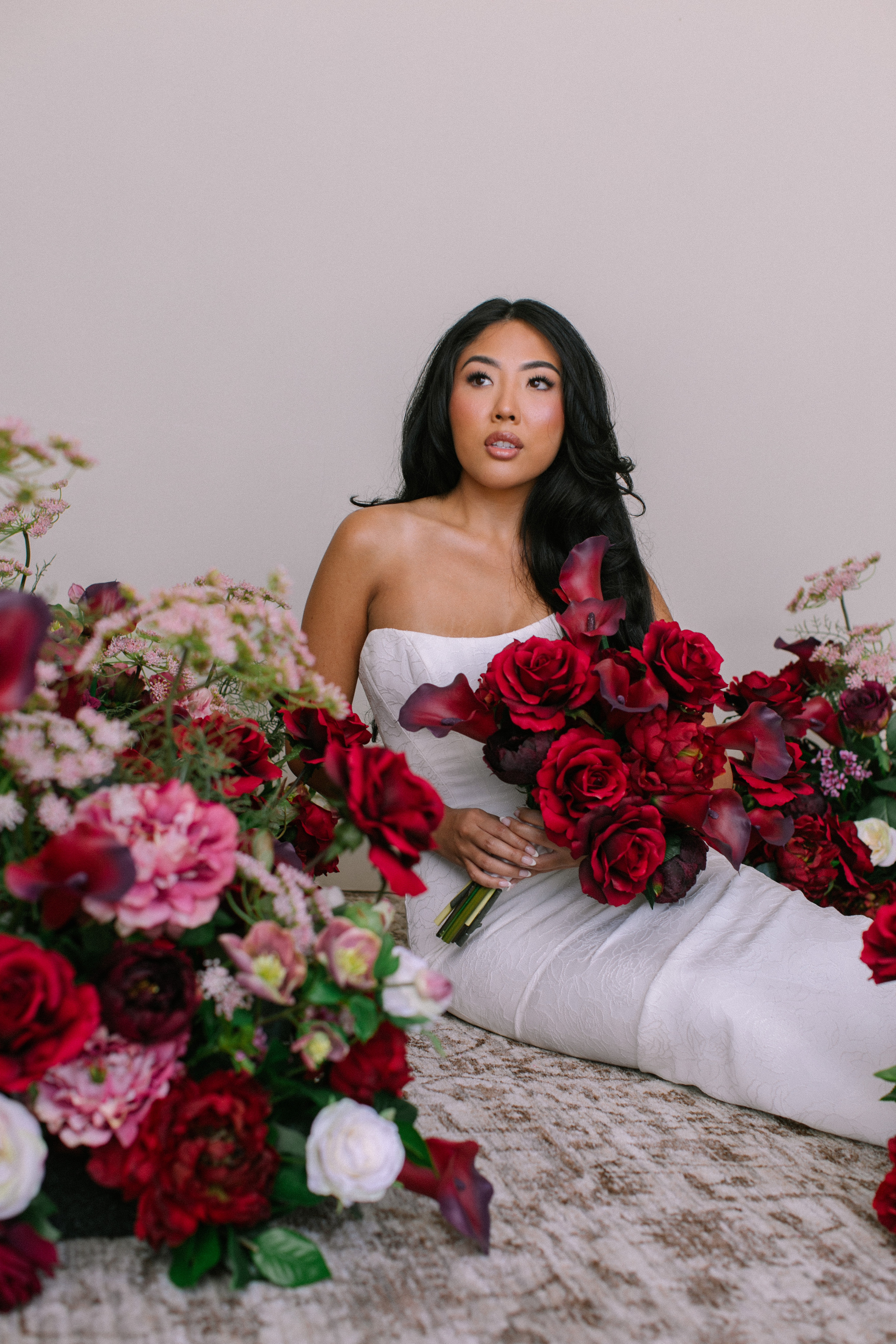 Scarlet Rose & Burgundy Artificial Wedding Flowers | Stella Collection