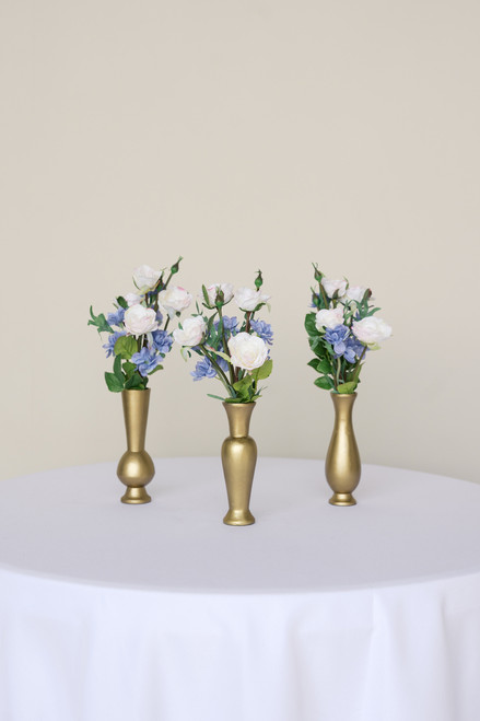 White Rose & Blue Larkspur Bud Vase Bundle