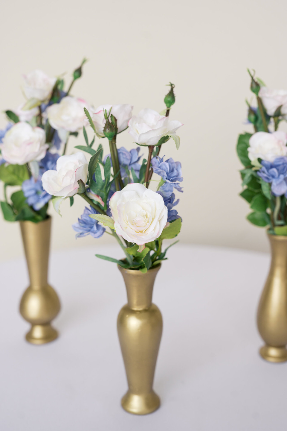 White Rose & Blue Larkspur Bud Vase Flowers